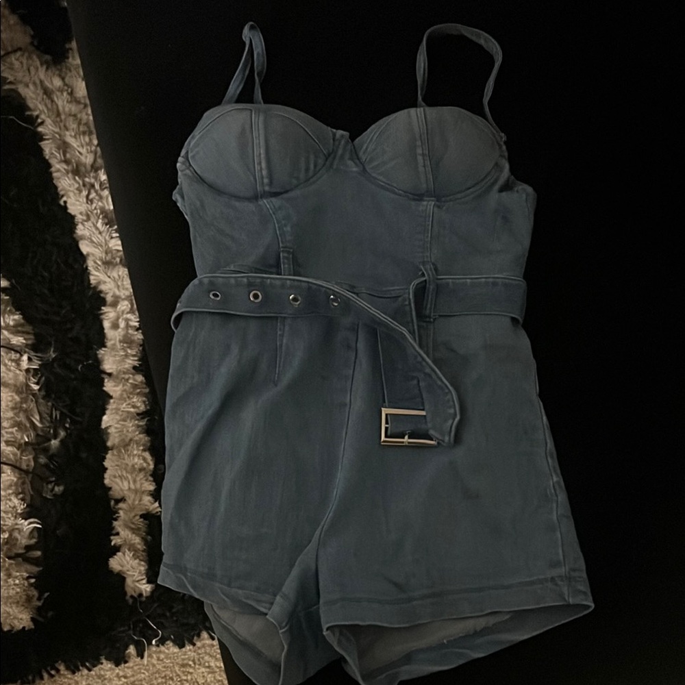 Stylish Blue Romper with Belt